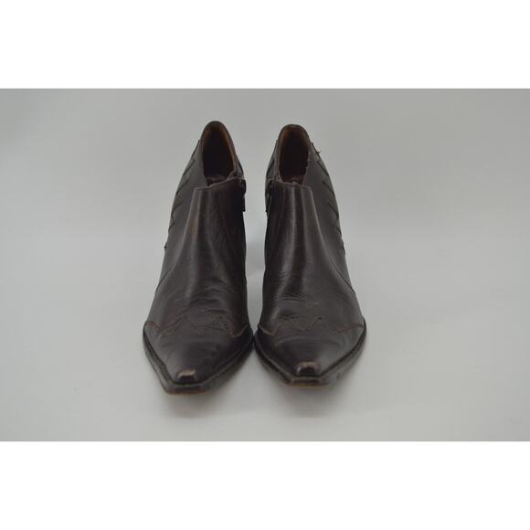 Sibyl Vane Booties Brown Leather Handmade Boot Pointed Toe Side Zipper Size 9 - Picture 10 of 12
